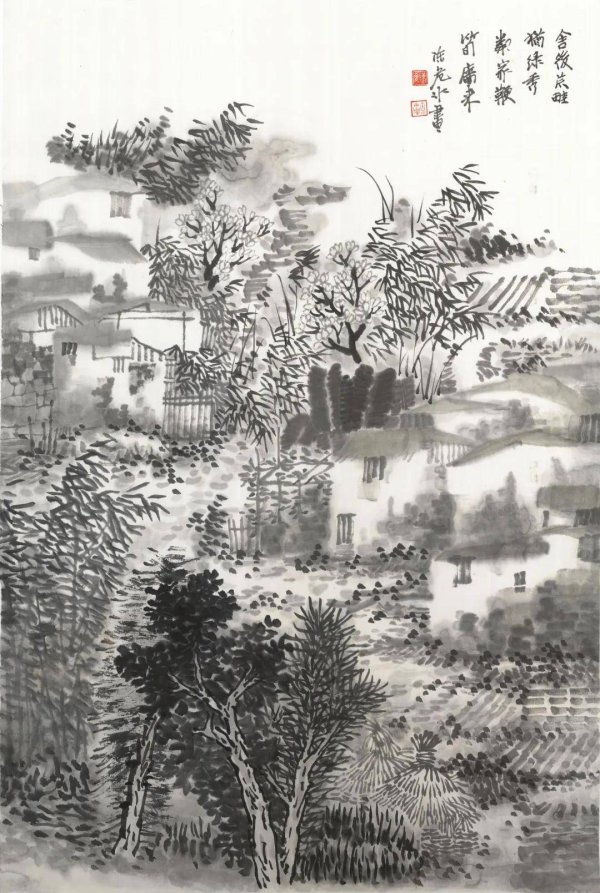冠达管理 在水墨天地间绘就诗意江南——陈危冰《邻家鞭笋过墙来》作品